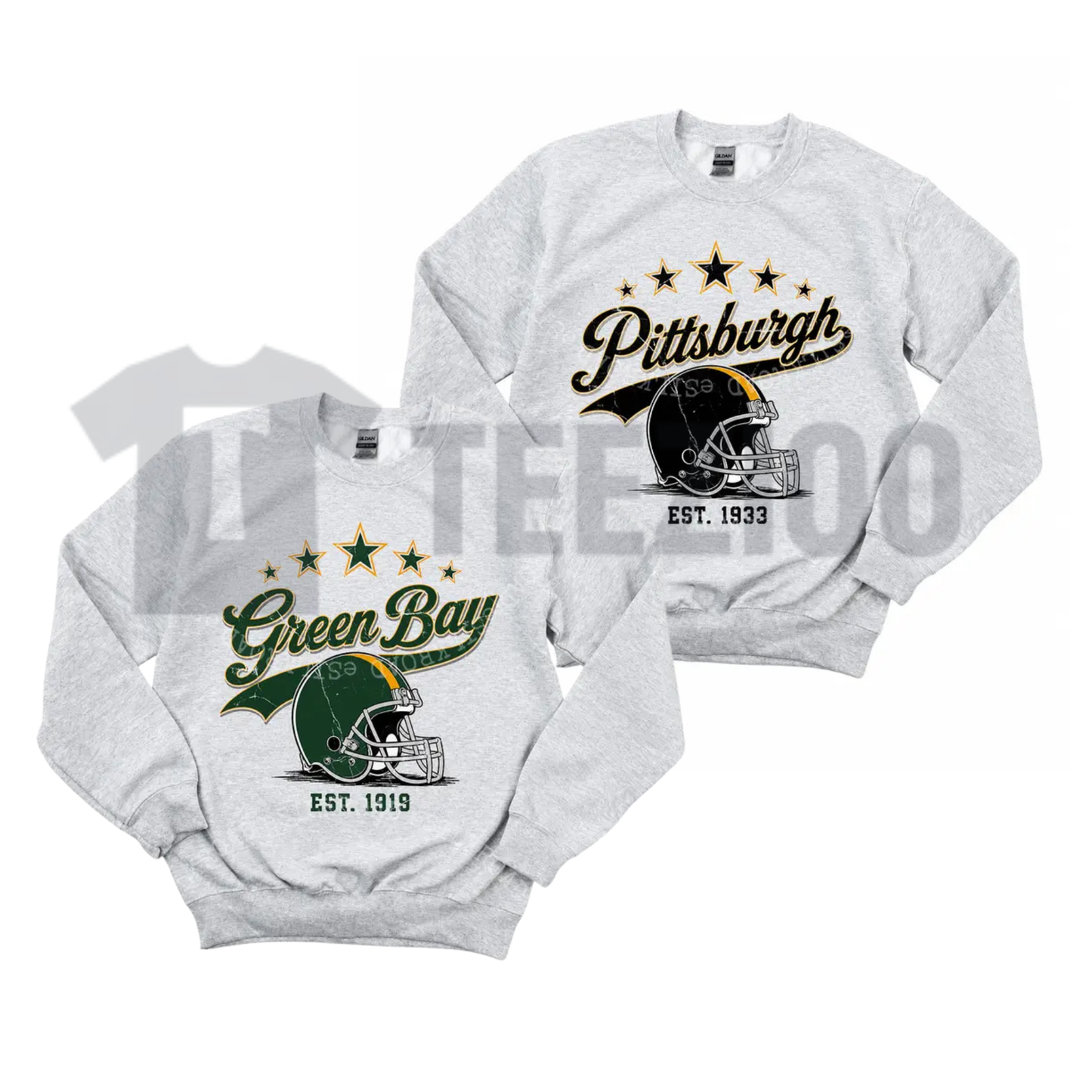 Vintage All Team Football Sweatshirt - Ash Grey 1960s Retro Game Day Crewneck