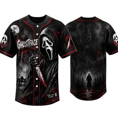 Horror Slasher Movie Characters Baseball Jersey - Spooky Squad Halloween Uniform