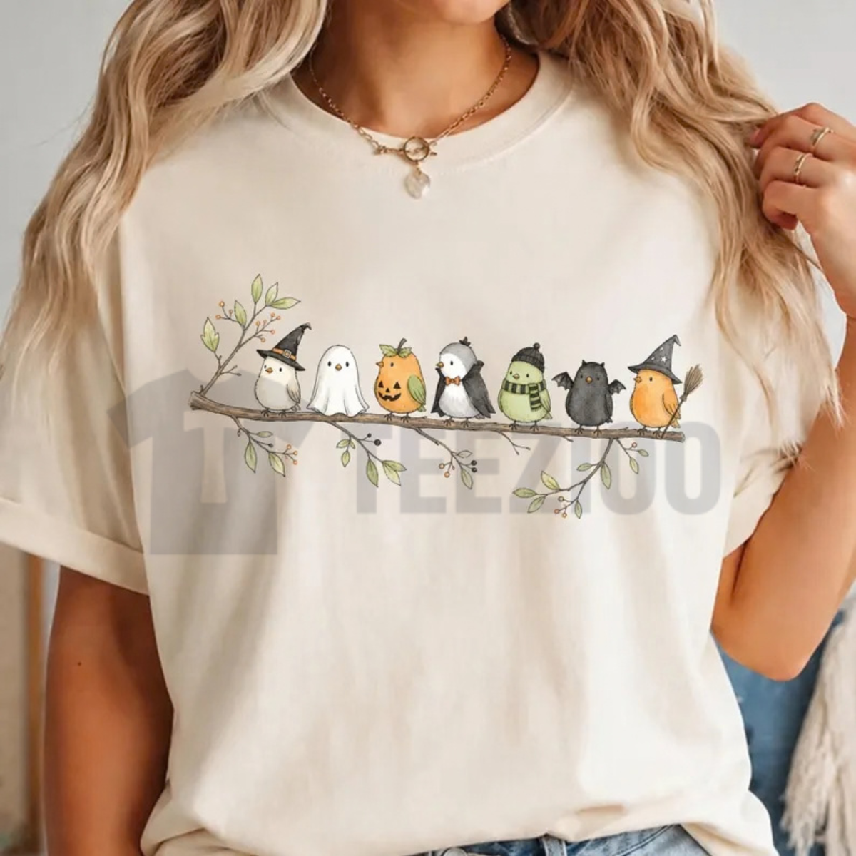 Spooky Halloween Birds on a Branch Shirt - Vintage Autumn Graphic Tee