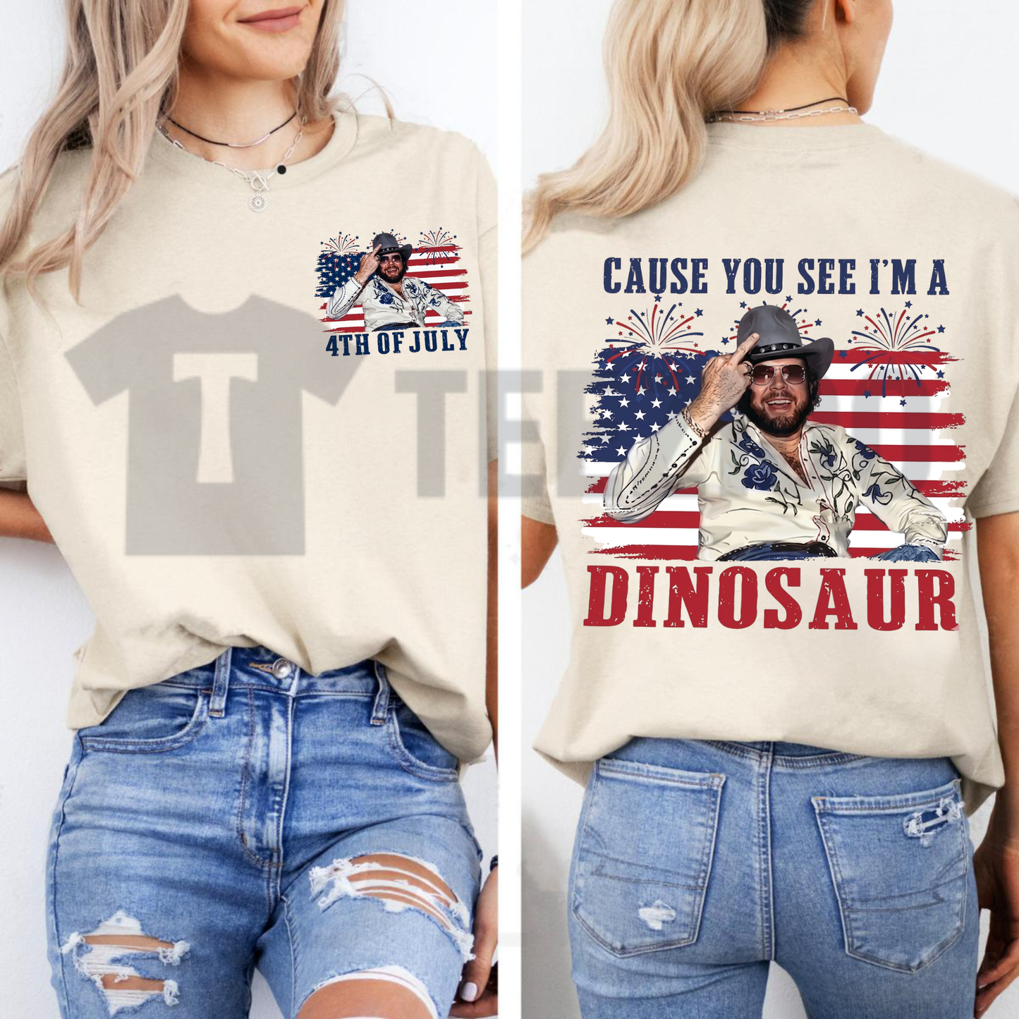 Hank Williams Jr. Dinosaur Shirt | 4th of July Western Tee