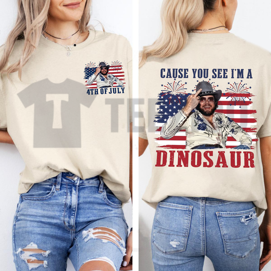 Hank Williams Jr. Dinosaur Shirt | 4th of July Western Tee