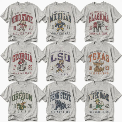 Vintage All Team Football Mascot T-Shirt - Retro College Game Day Graphic Tee