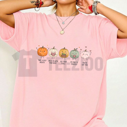 Mental Health Pumpkin Fall T-Shirt – Positive Affirmations Tee, Autumn Counselor Therapist Gift Shirt for Men & Women