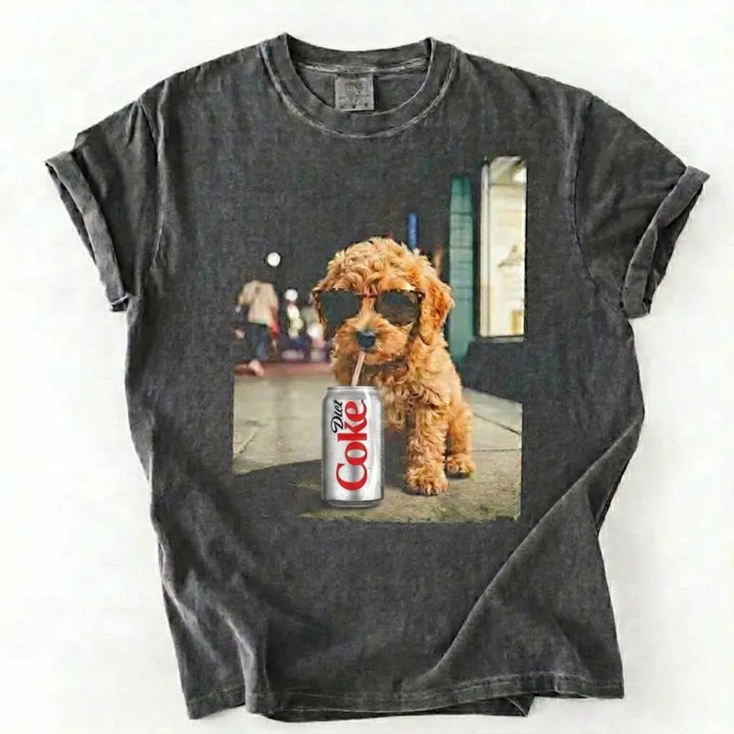 Dogs Drinking Diet Soda T-Shirt – Retro Golden Retriever Graphic Tee