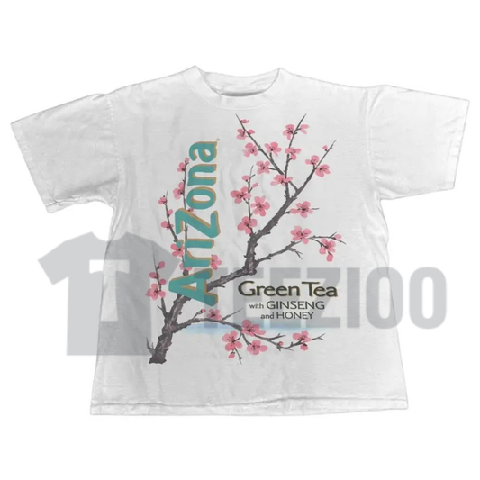 The Vintage Arizona Green Tea Cherry Blossom Shirt - Retro Y2K Graphic Tee