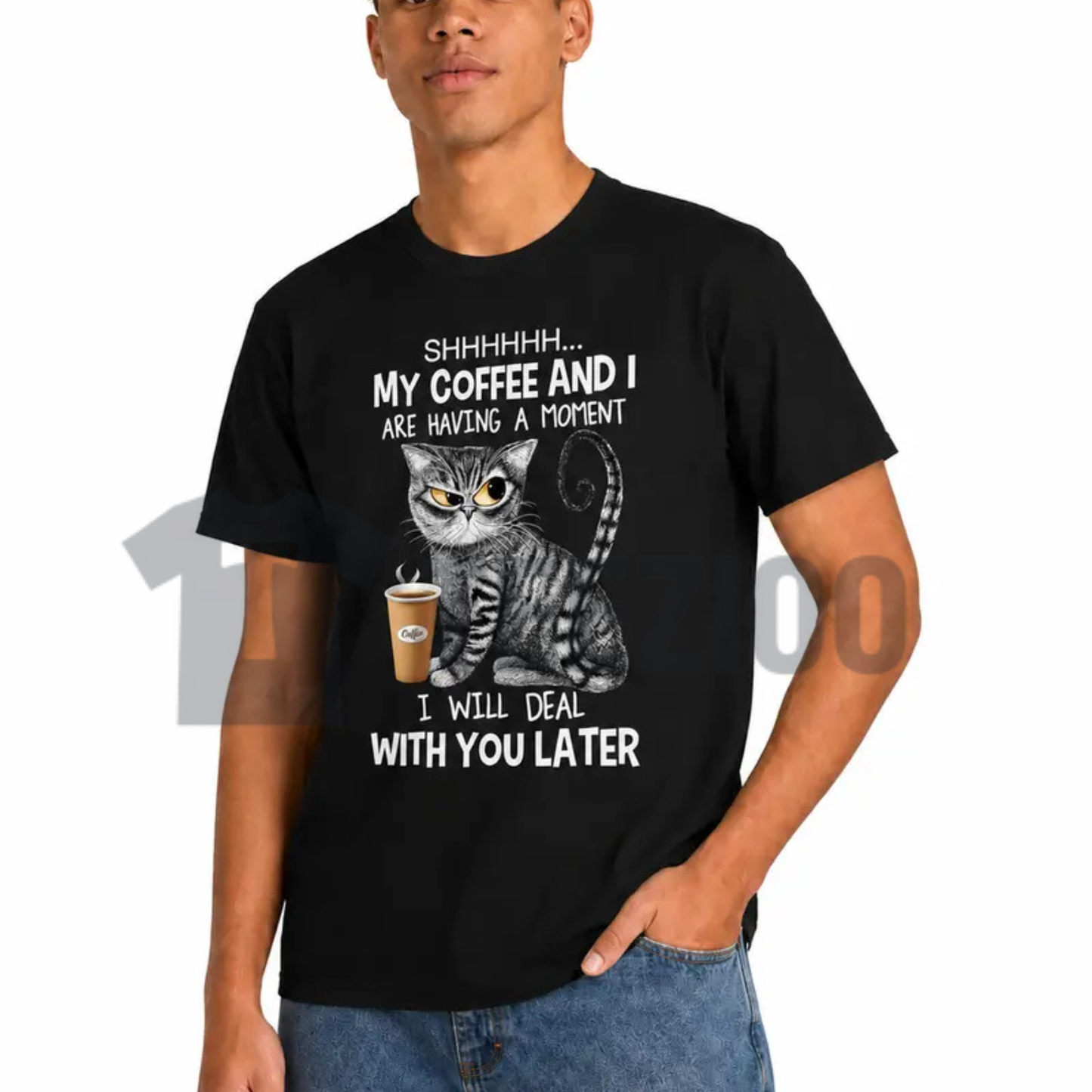 "Shhh My Coffee & I Are Having A Moment" Shirt - Funny Grumpy Cat Morning Humor Tee