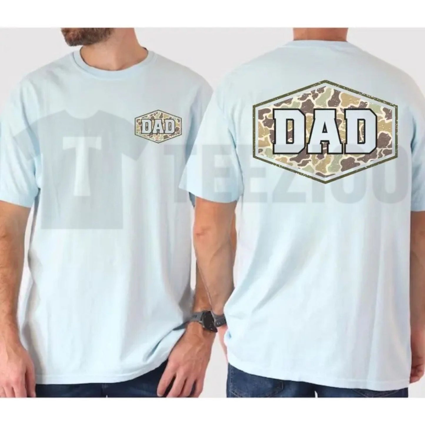 Camouflage Dad Comfort Colors Shirt – Retro Varsity Duck Camo Father’s Day Tee