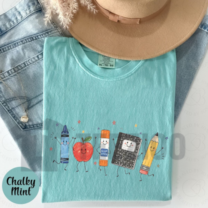 Back To School T-Shirt – Retro School Supplies Cartoon Graphic Tee