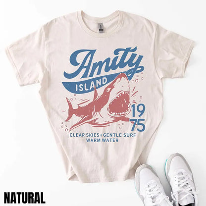 Amity Island Summer '75 Heritage Tee – Retro Jaws Inspired Graphic Shirt