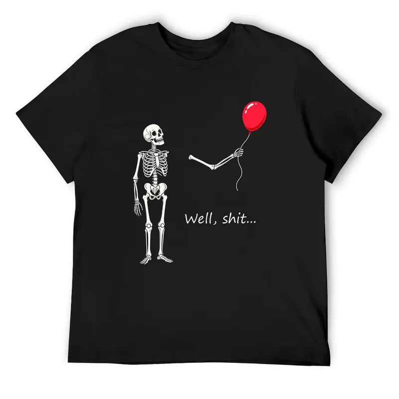 Funny Skeleton Balloon Dark Humor Shirt - Halloween Graphic Cotton Blend Tee