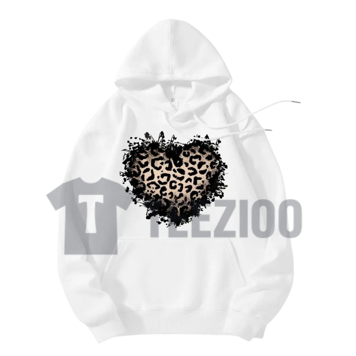 Women's Vintage Distressed Leopard Print Heart Hoodie - Y2K Alt Graphic Pullover