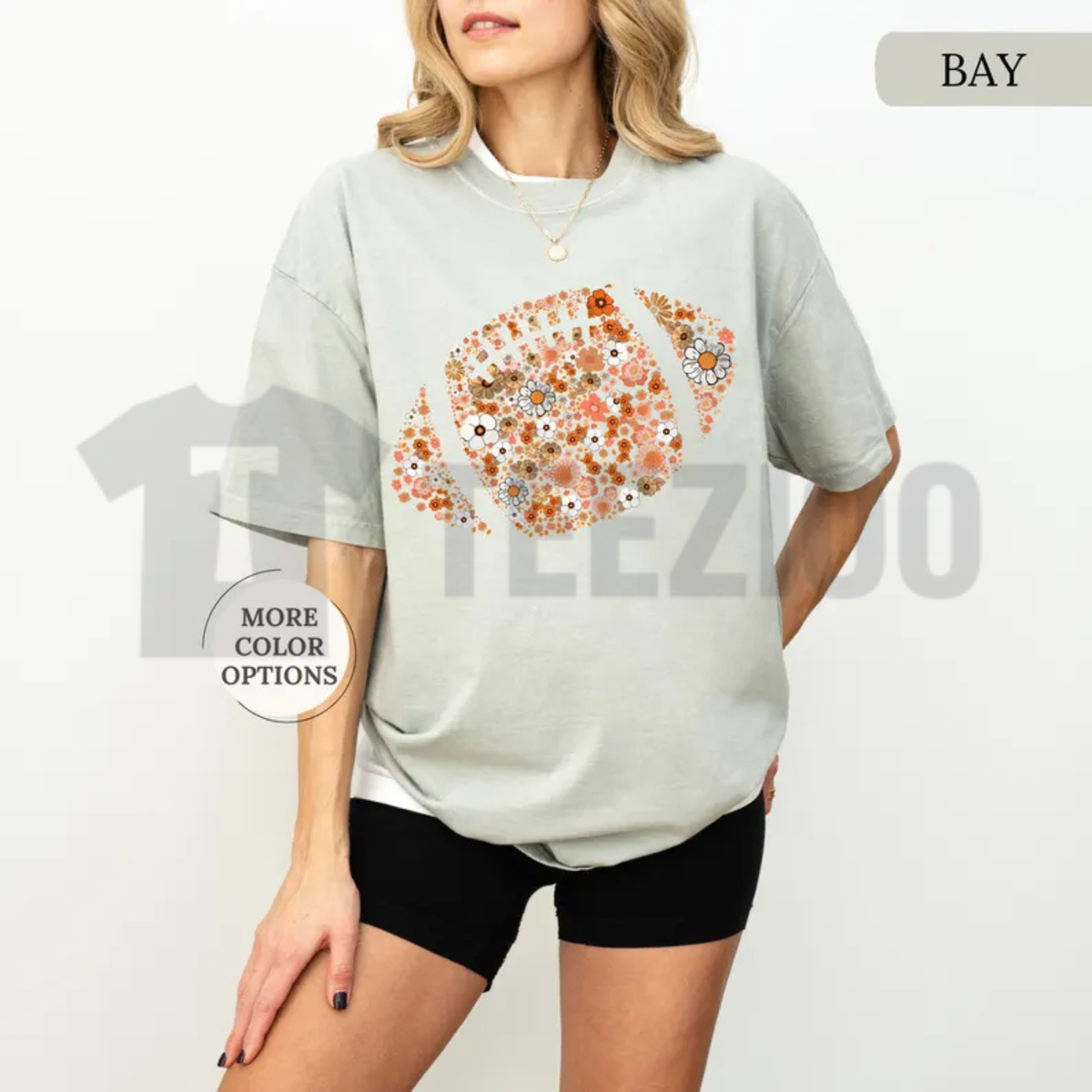 Comfort Colors® Floral Football Shirt - Retro Touchdown Game Day Graphic Tee