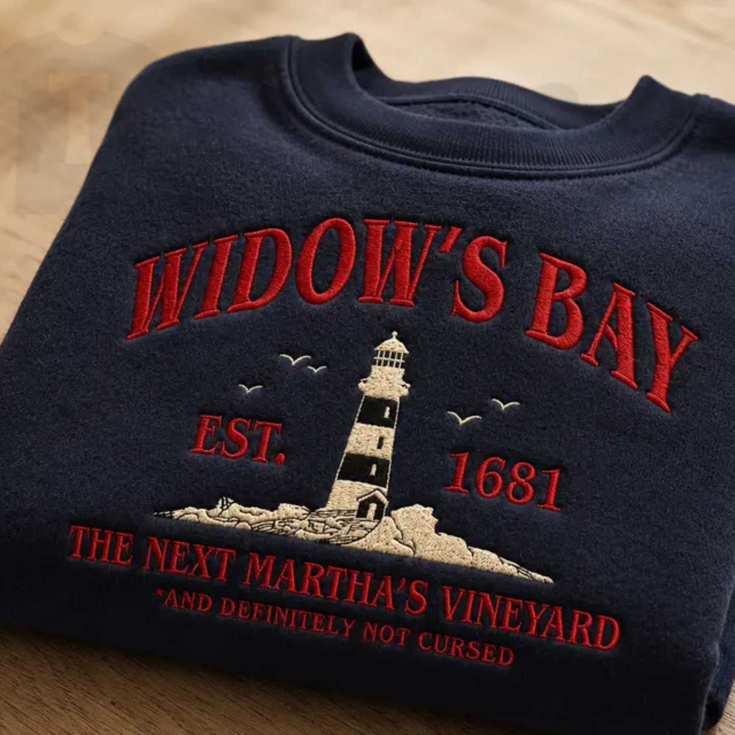 Widow's Bay Tourist Embroidered Sweatshirt - Vintage Haunted Town Travel Crewneck