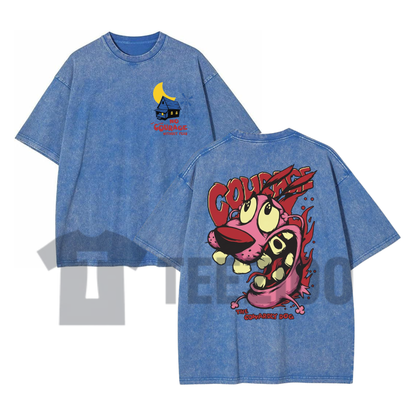 Courage the Cowardly Dog Shirt - Double-Sided Retro Cartoon Graphic Tee
