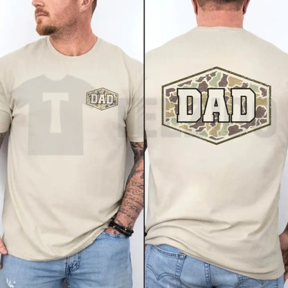 Camouflage Dad Comfort Colors Shirt – Retro Varsity Duck Camo Father’s Day Tee