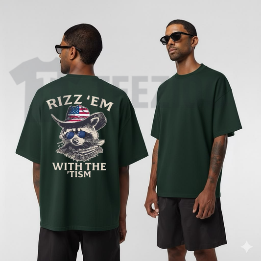 Patriotic Rizz Em With The Tism Shirt - Funny Cool Raccoon Graphic Tee