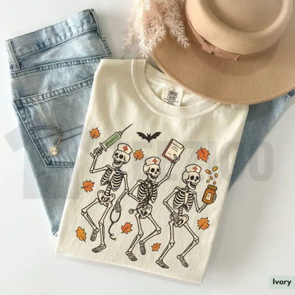 Spooky Season Nurse Skeleton Comfort Colors Shirt – Halloween RN Fall Tee
