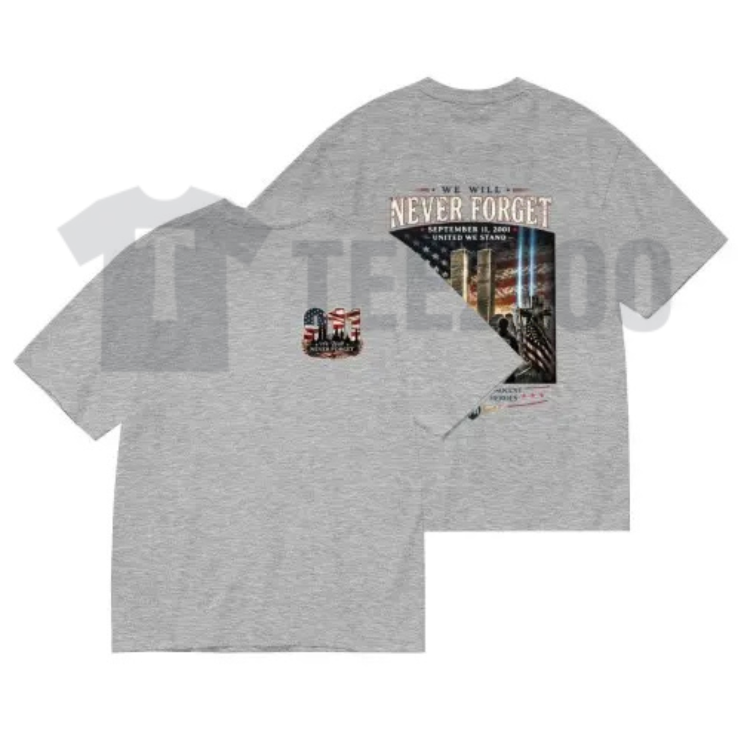 9/11 Memorial Twin Towers Shirt - American Flag Eagle First Responder Patriot Tee