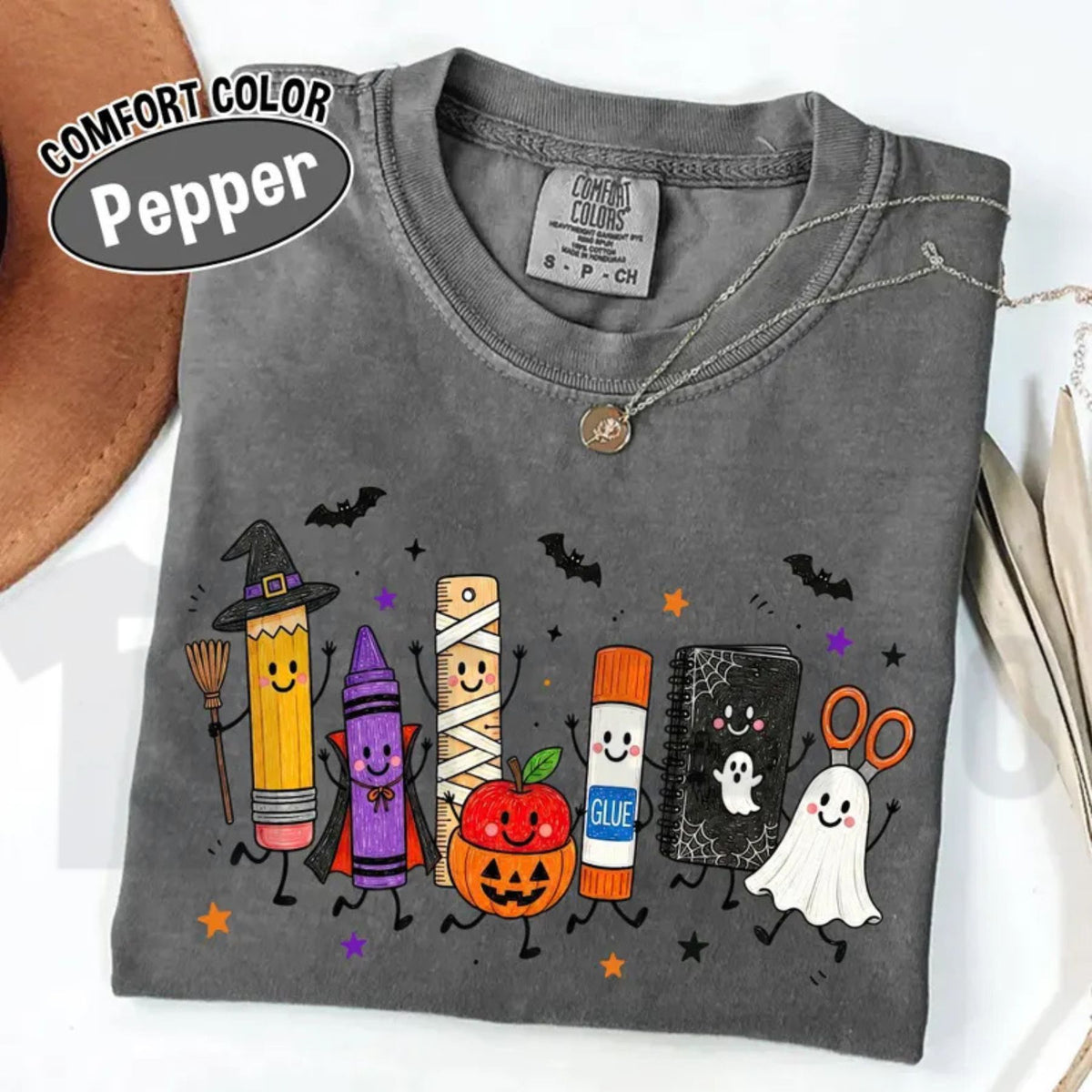Comfort Colors Halloween Teacher Shirt – Spooky School Supplies Ghost Tee