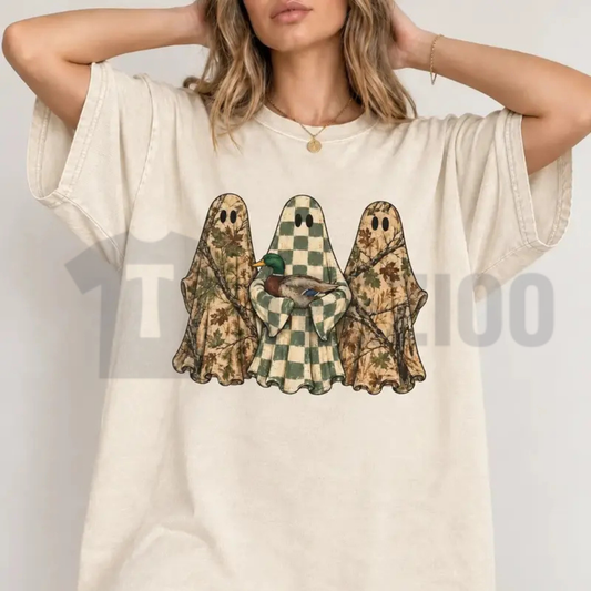 Hunting Season Ghosts Shirt - Camo Mallard Duck Halloween Graphic Tee