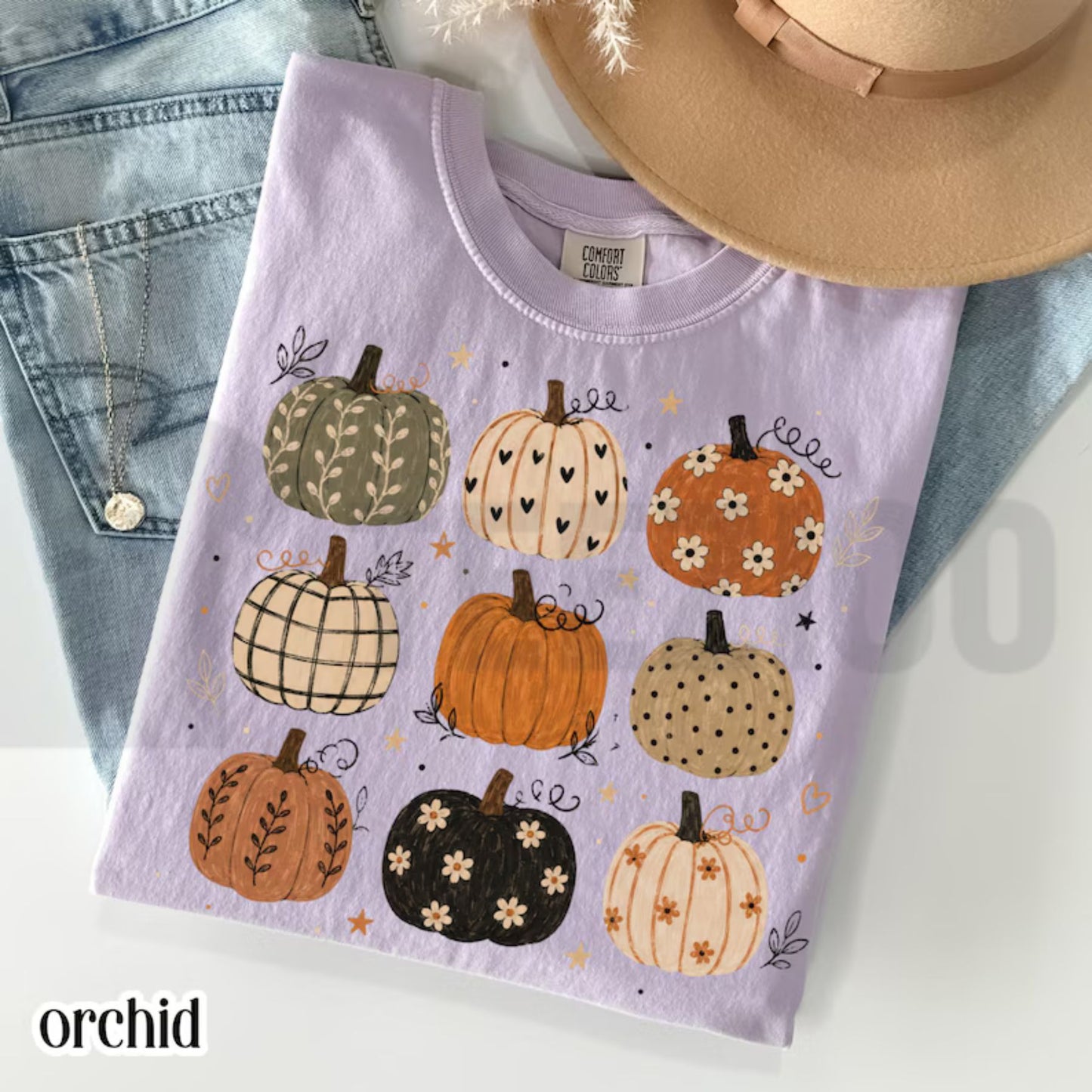 Boho Pumpkin Comfort Colors Shirt – Cute Fall Autumn Pattern Tee