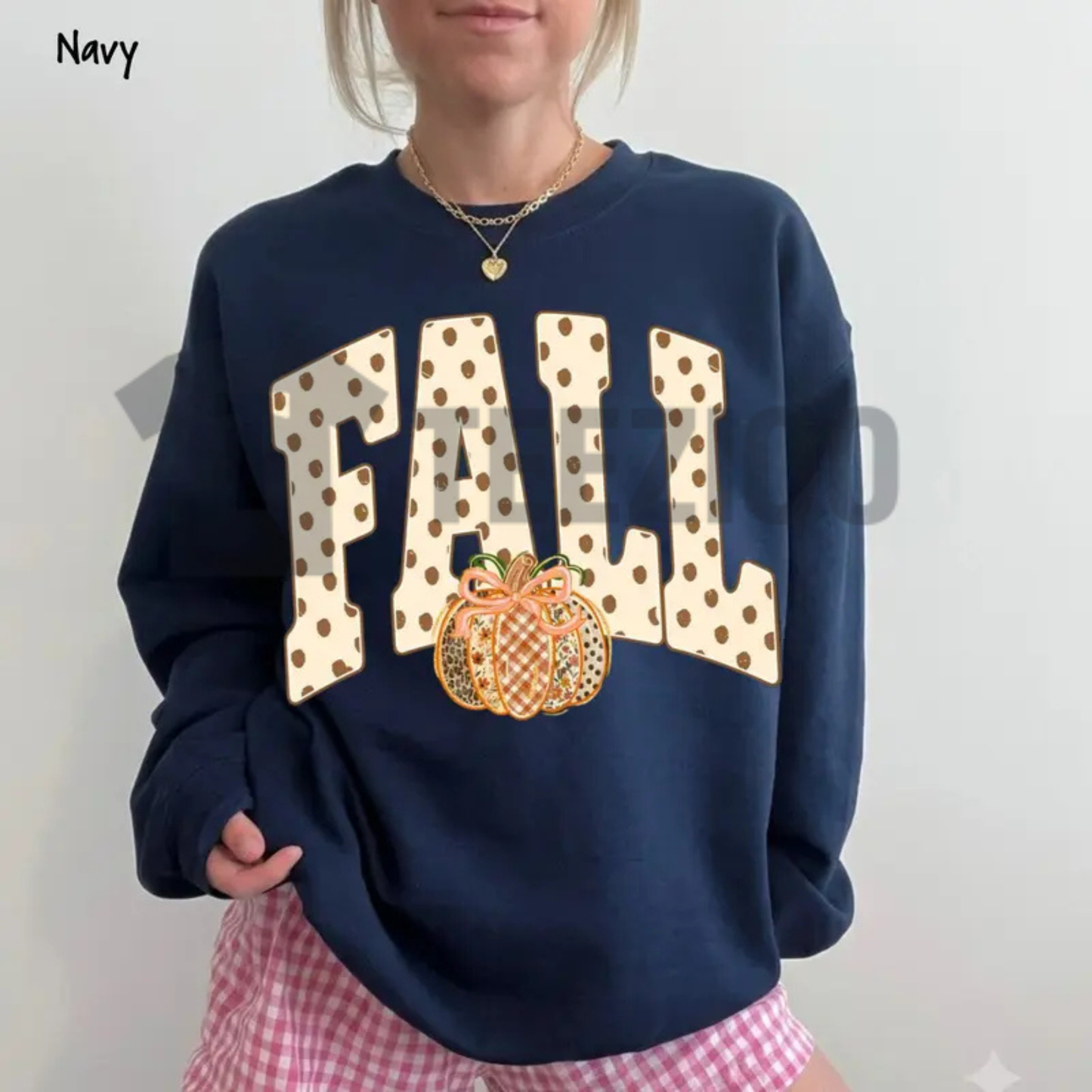 Preppy Fall Polka Dot Pumpkin Bow Sweatshirt - Coquette Autumn Crewneck
