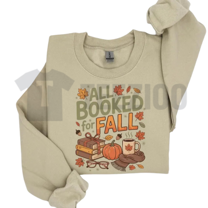 "All Booked For Fall" Sweatshirt - Cozy Bookish Season Graphic Crewneck
