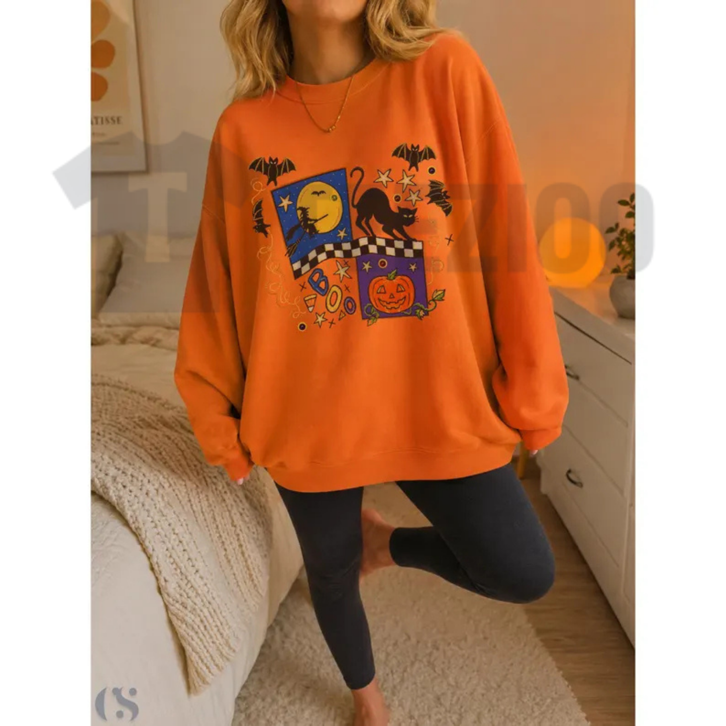 Retro Halloween Bookshelf Sweatshirt - Spooky Season Fall Crewneck