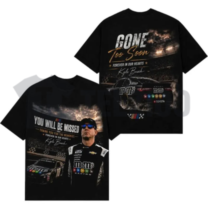 Kyle Busch "RIP Gone Too Soon" Tee – Ironic Vintage NASCAR Racing Fan Graphic Shirt