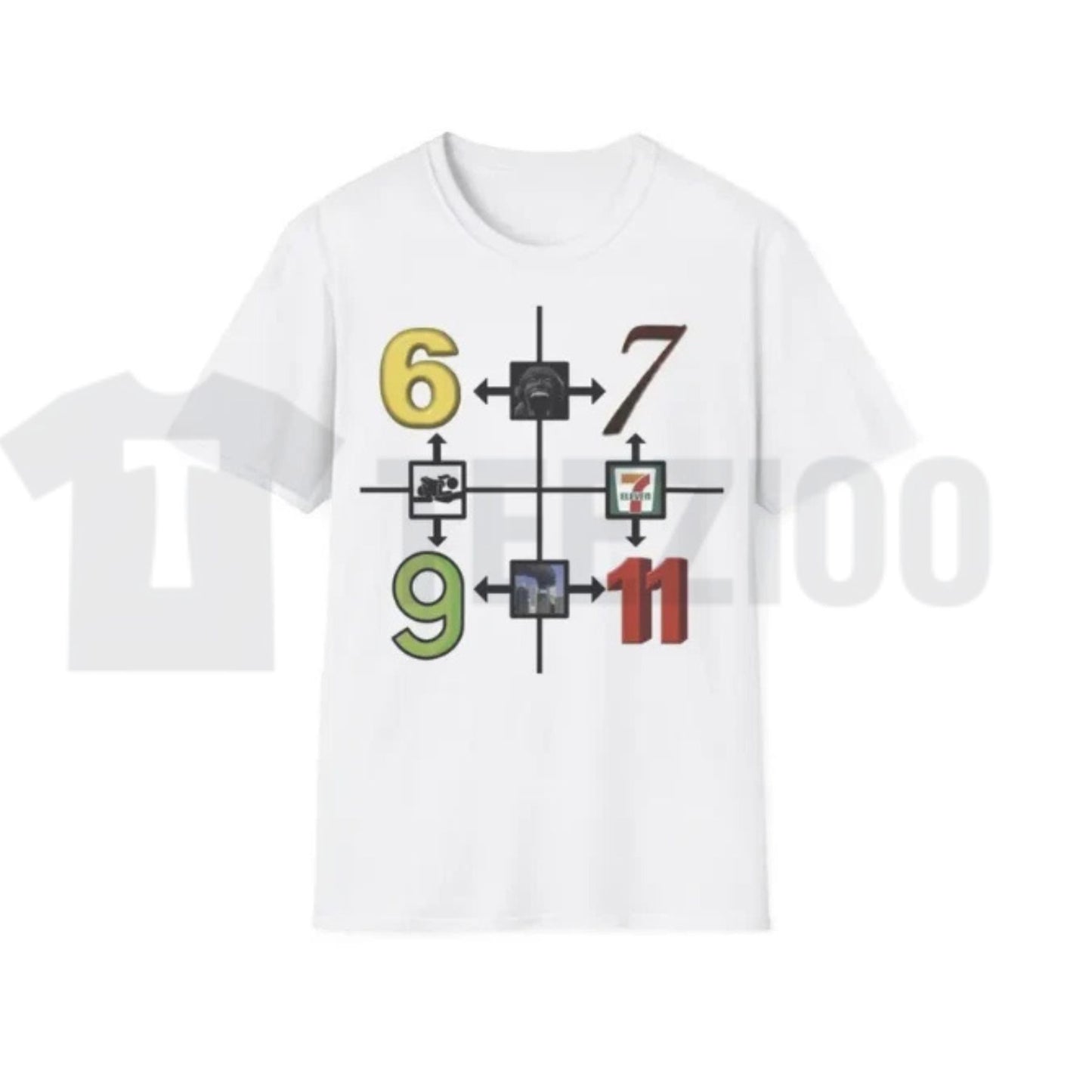 69 67 9/11 7-11 Funny Gen Z Absurdist Humor Graphic T-Shirt