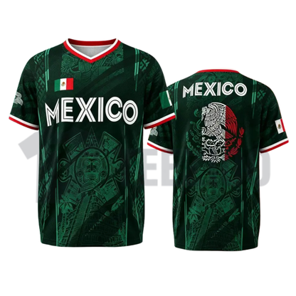 2026 Mexico Soccer V-Neck Short Sleeve Shirt - Men's & Women's Football Fan Tee