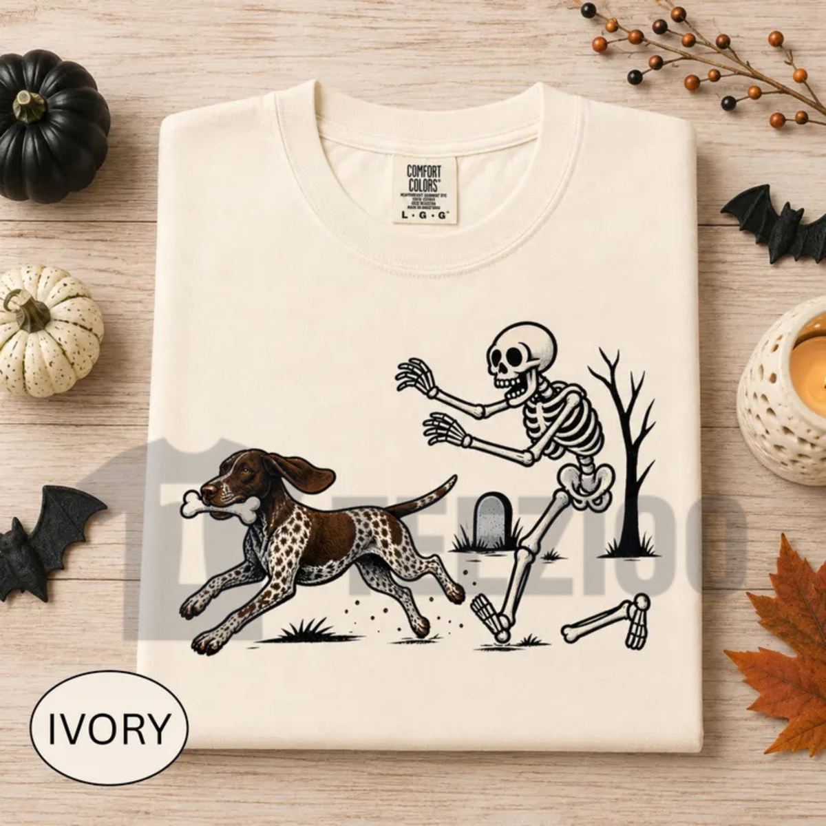 Funny Halloween GSP Shirt - German Shorthaired Pointer Skeleton Tee