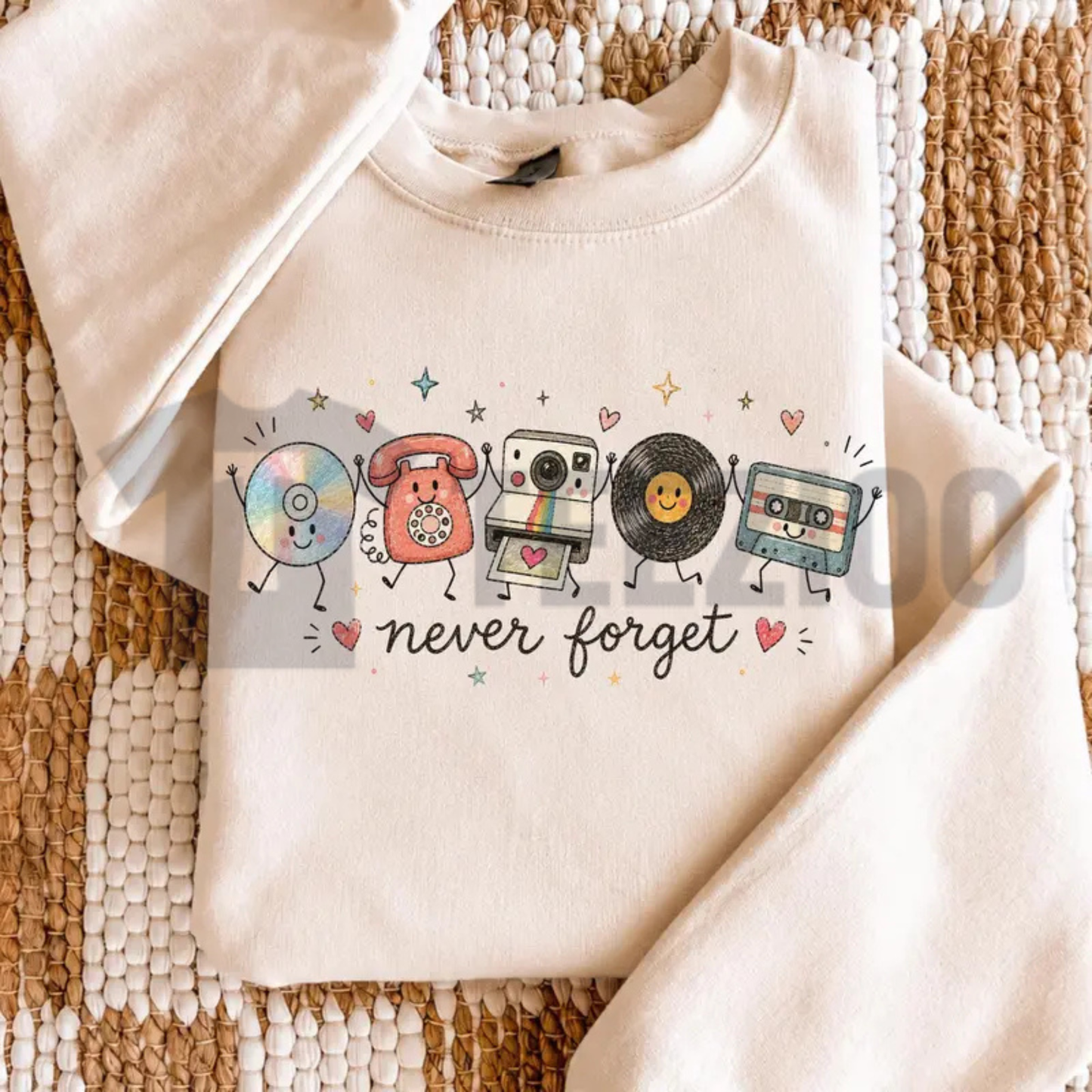 "Never Forget" Sweatshirt - Retro 90s Nostalgic Graphic Crewneck