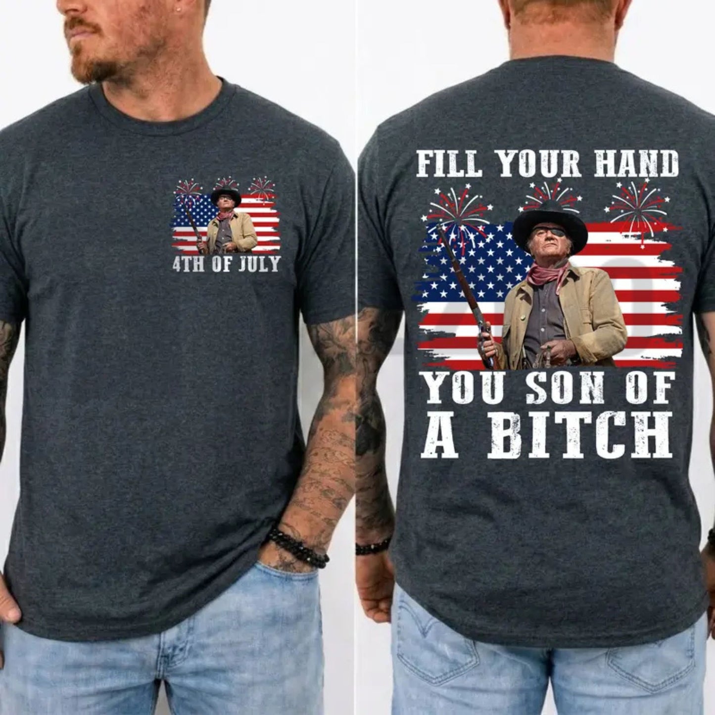 John Wayne Rooster Cogburn Fill Your Hand Western Graphic T-Shirt