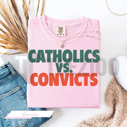 Catholics Vs Convicts Shirt 1988 – Vintage Football Rivalry Graphic Tee