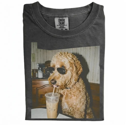 Dog Iced Coffee Tee – Vintage 90s Funny Edgy Dog Meme Shirt