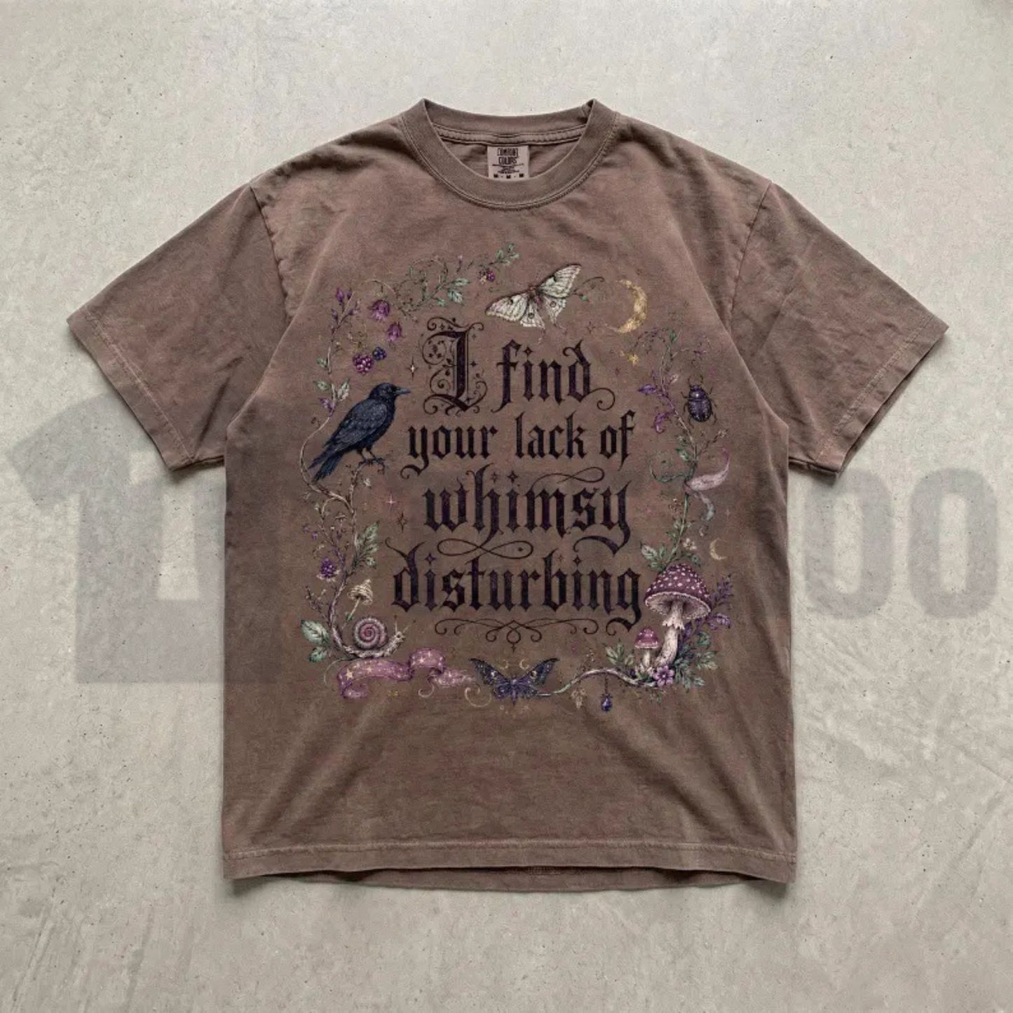 Lack of Whimsy Crow Fall Comfort Colors Shirt – Witchy Celestial Moth Tee