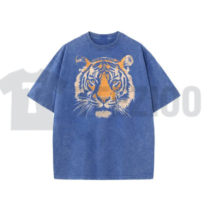 Vintage Tiger Graphic T-Shirt – Acid Washed Heavyweight Oversized Tee