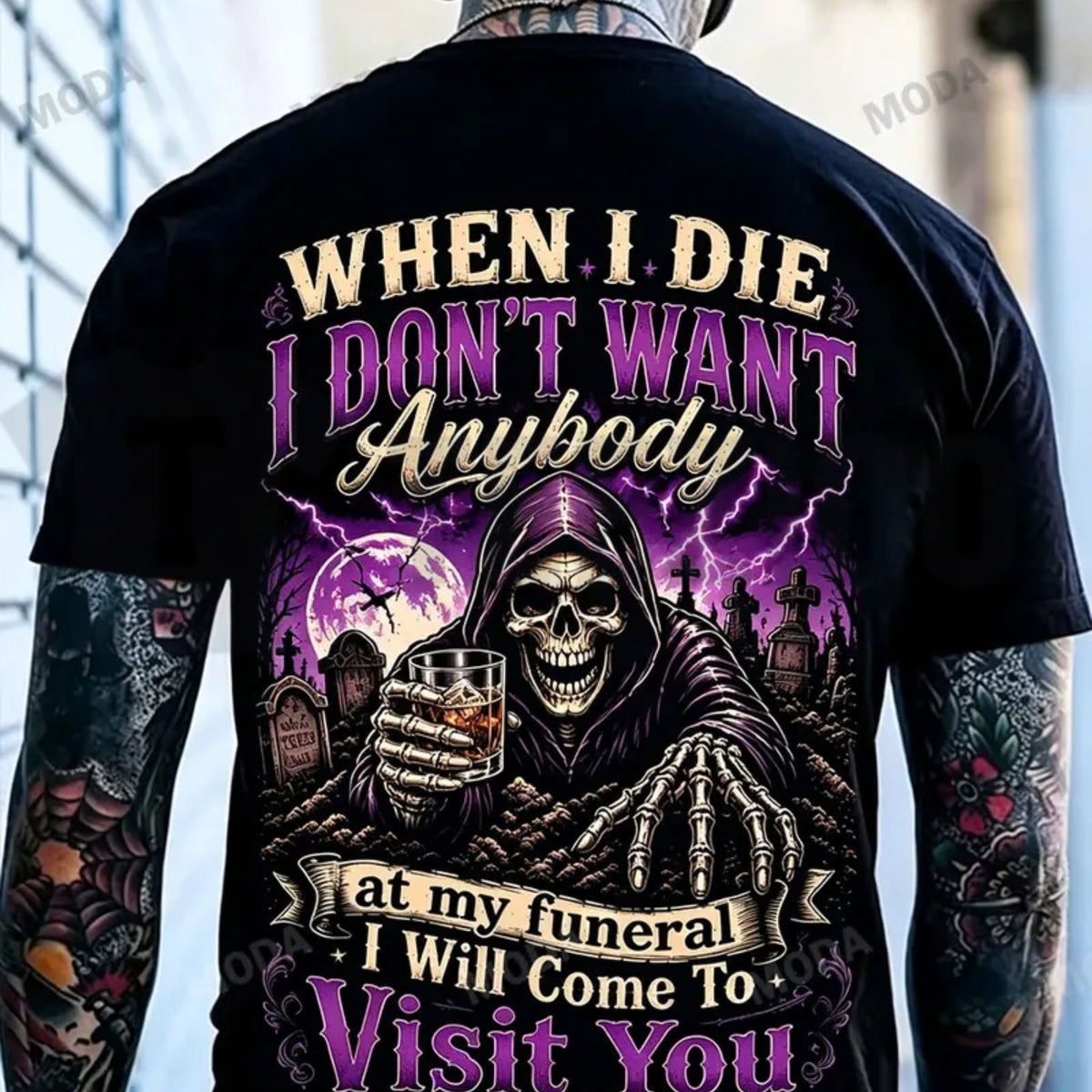 Vintage Funeral Humor Top – Chaosmoda Gen X Custom Year Skull Graphic Apparel