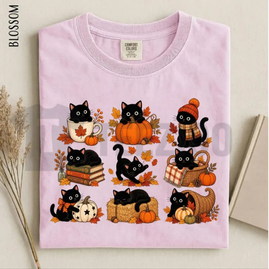 Black Cat Fall Shirt & Long Sleeve - Cozy Autumn Pumpkin Kitty Tee