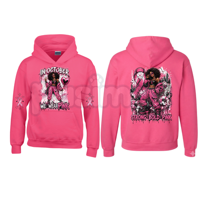 Heliconia Horror October Hoodie - In October We Wear Pink Halloween Pullover Hoodie