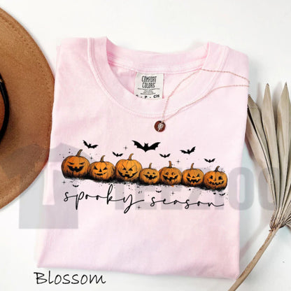 Comfort Colors Spooky Season Pumpkins Shirt – Halloween Ghost & Bat Tee