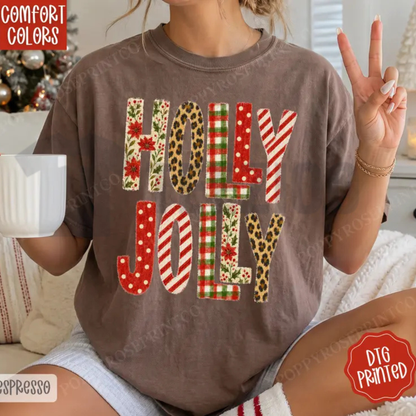 Comfort Colors® Holly Jolly Shirt - Retro Christmas Festive Graphic Tee