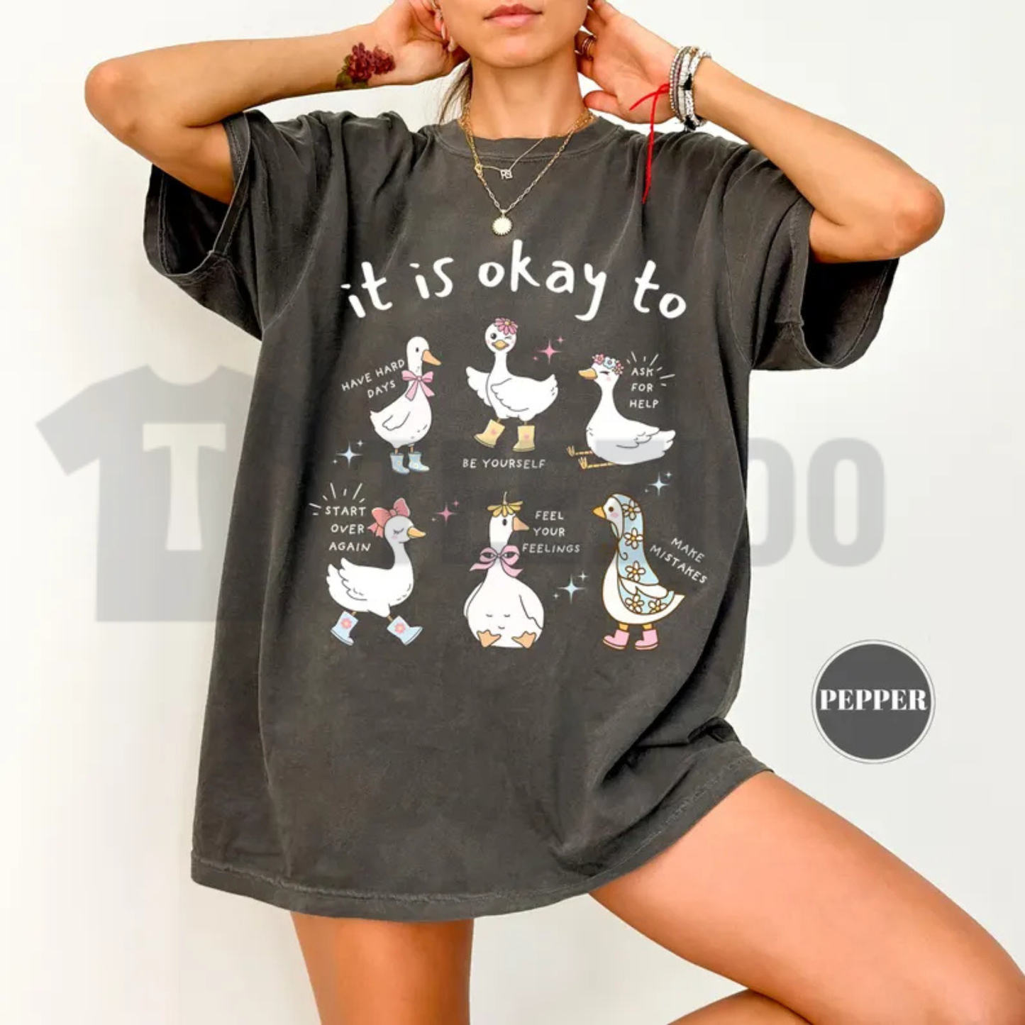 Mental Health Goose Shirt - Cute Motivational Self-Care Graphic Tee