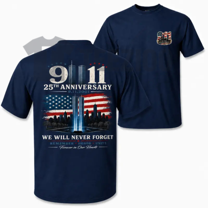 9/11 25th Anniversary Memorial Shirt - Never Forget Patriot Graphic Tee
