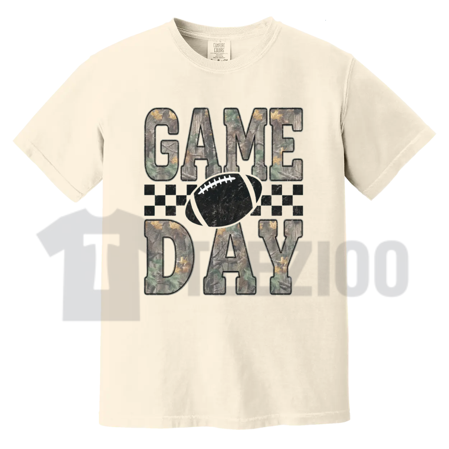 Camo Checkered Football Game Day Shirt - Trendy Sports Mom Graphic Tee