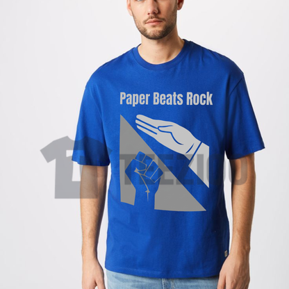 "Paper Beats Rock" Shirt - Funny Rock Paper Scissors Graphic Cotton Tee