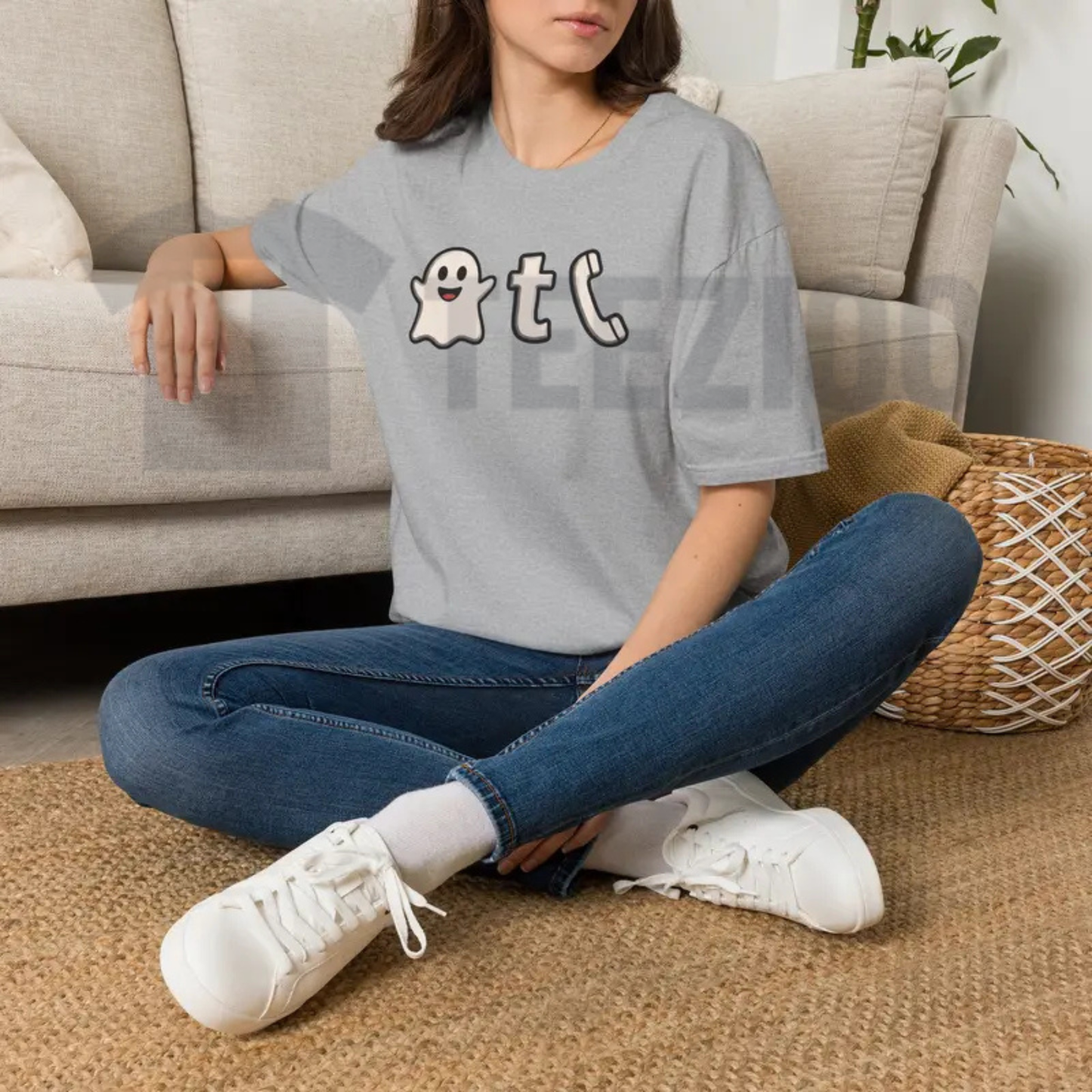 Ghost Phone Text Shirt - Spooky Halloween Ghost Call Typography Graphic Tee