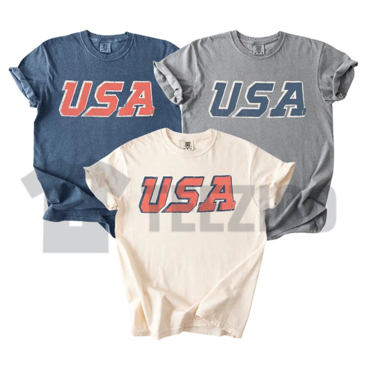 Vintage USA Patriotic 250th Birthday Comfort Colors Tee