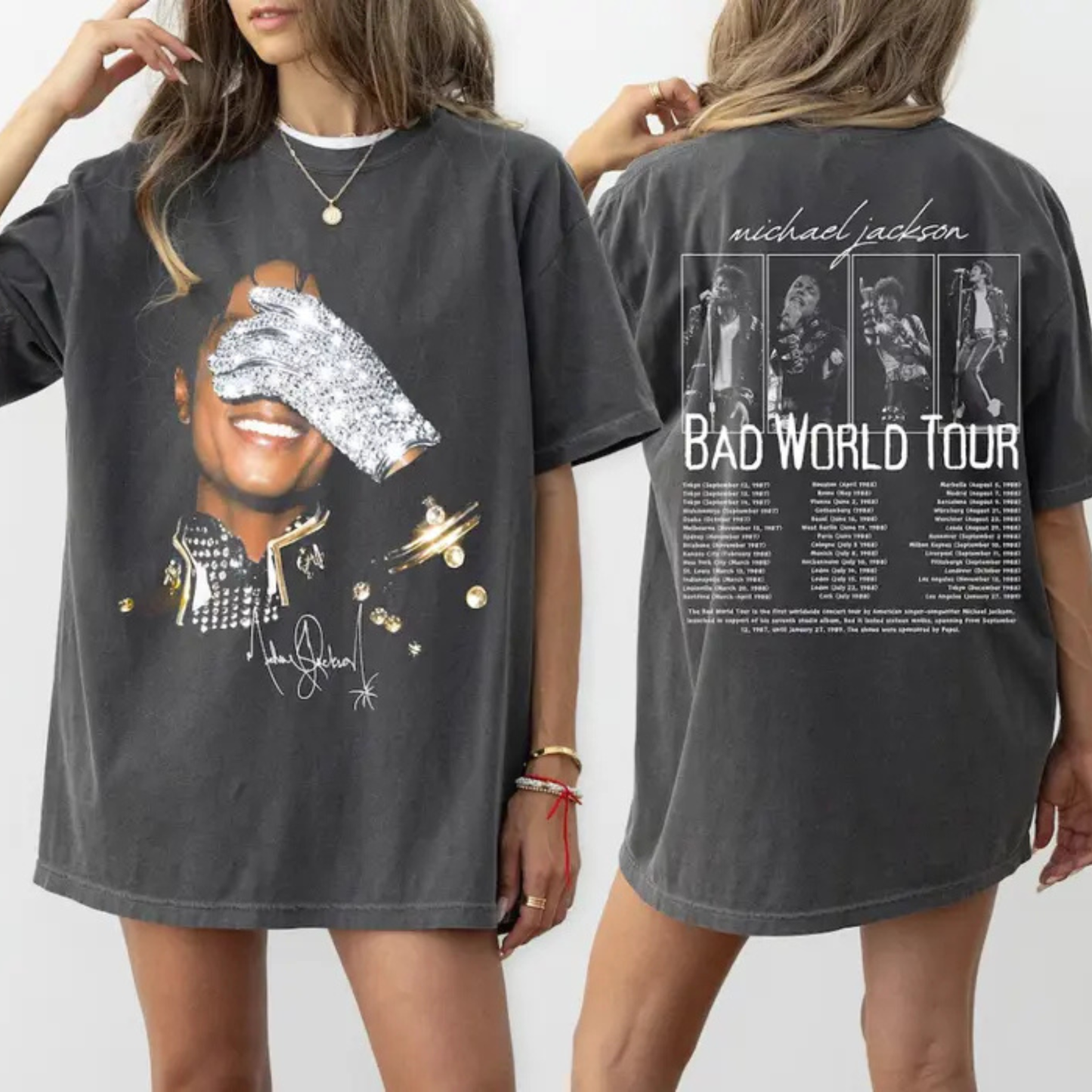 Michael Jackson 1980s Concert Shirt – Retro Distressed 2-Sided Tour Tee